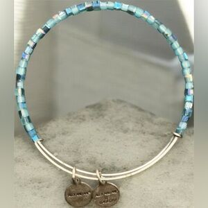 Alex and Ani square beaded blue expandable bangle bracelet
